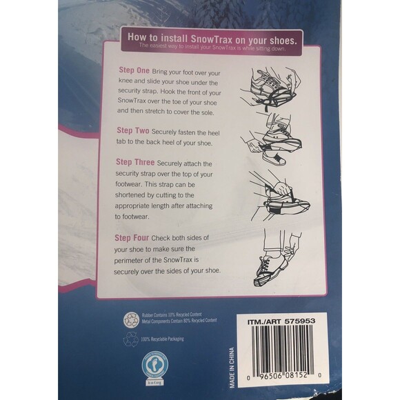 Snow Trax -Women’s Ice Grippers 2 pair Pack New In Package Stretch to Fit sz5-10 - Picture 4 of 6